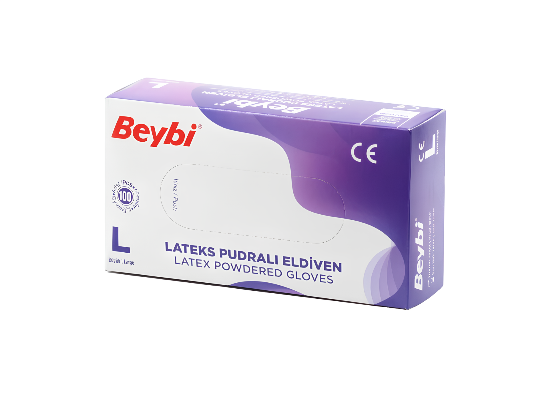 Beybi Lateks Eldiven Pudralı Large (Büyük) - 100 Adet