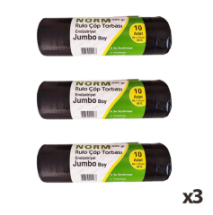 Norm Endüstriyel Jumbo Çöp Torbası Poşeti 2 Kat Siyah 500 gr 80 x 110 cm / 3 Rulo