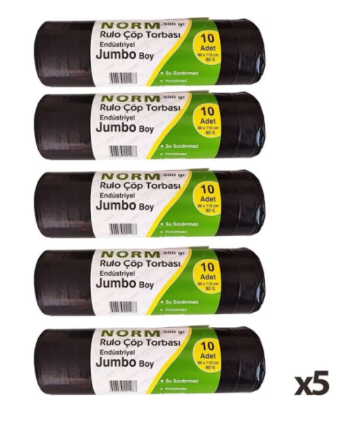 Norm Çöp Torbası - 2 Kat - 500 Gr. - 80x110 Cm. - 5 Rulo